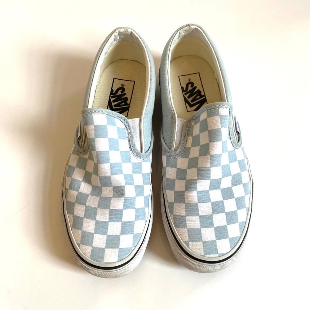 VANS Classic Slip On Checkerboard Baby Blue Size 5.5/7.0